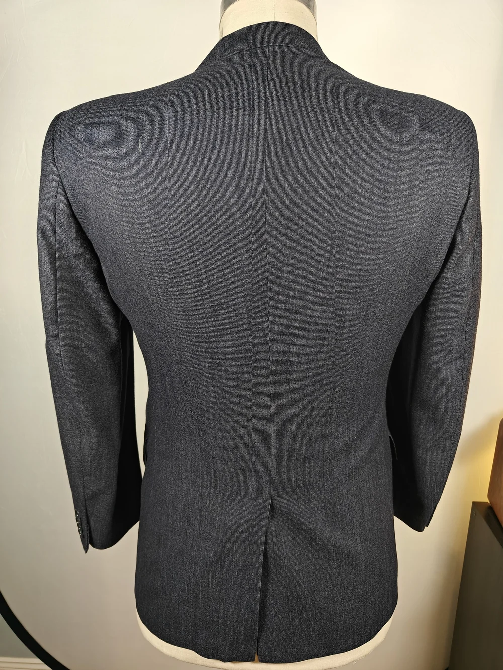 Vintage Cartier Grodins Mens 40R Dark Navy Pincord Textured Blazer Sport Coat